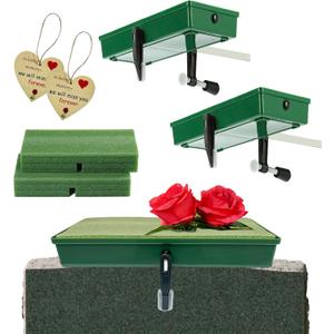 ALL SPECIAL 2 Sets Cemetery Saddles for Headstones - Grave Saddles for Tombstone, Flower Holder for Cemetery fit on Gravestone Wide from 3 to 8 Inches, Never Be Blown Away by Wind (Patented Product)