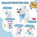 Ylpaprm Samoyed Walking Barking Toy Dog for Kid Interactive Dog ToyToddler Puppies that Walk Licking Doggy Puppy with Leash, Electric Talking Singing Tail Wag Plush DIY Pretend Dress Up Girl