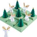 DN DECONATION Christmas Decor Tic Tac Toe Game for Coffee Table, 7.68" Resin Board Set with Reindeer & Tree Pieces, Christmas Decoration Gifts for Adults, Xmas Winter Holiday Home Shelf Mantel Decor