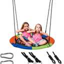 Sunnyglade 40 Inch Kids Saucer Tree Swing Set 600D Heavy-Duty Oxford Fabric Platform Swing Seat with Steel Frame & Carabiner Support 550 lb