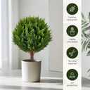 2PACK Artificial Topiary Ball Plants 21'' Cedar Tree with Ground Spike, UV Resistant Faux Plants Outdoor Cypress Artificial Plants Shrubs for Front Porch Outdoor Indoor Home Garden Office Decoration