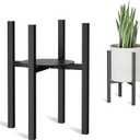 Adjustable Metal Plant Stand Indoor Outdoor - Fits 8 to 12 Inches Pots - Mid Century Modern Planter Stand Single Floor Flower Pot Holder Home Decor for Gardening Gifts