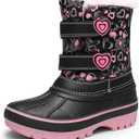 DREAM PAIRS Boys Girls Snow Boots Water-Resistant Outdoor Sport Warm Cozy Anti-Slip Cute Ankle Winter Shoes for Toddler/Little/Big Kid (Black/Pink)