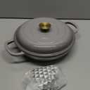 3 Quart Enameled Cast Iron Braiser, Non Stick Enameled Cast Iron Skillet with Lid, Dutch Oven Skillet with lid up to 500°F for Oven, Stove, Grill, Shallow Dutch Oven for Cook, Bake (Gray)