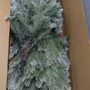 6.5 FT Snow Flocked Slim Fir Christmas Tree with 1085 PE & PVC Mixed Branch Tips,Unlit Artificial Skinny Pencil Xmas Tree with 37 Pine Cones,Hinged Premium Xmas Trees for Home,Office,Party Decoration