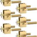 Asidrama 6 Pack Champagne Bronze Privacy Door Handles, Door Lever with Door Knobs Indoor for Bedroom or Bathroom, Heavy Duty Door Handles Interior with Locks for Left Right Sided Doors