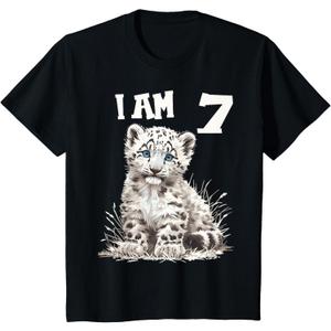 Kids 7 Years old 7 birthday Snow Leopards Boy girl Snow Leopard T-Shirt, Size S