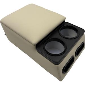 Car Center Console with Cup Holders, Universal Truck Bench Seat Organizer, Back Seat Storage (Beige)
