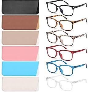NOVIVON 6 Pack Reading Glasses Blue Light Blocking for Women Men, Lightweight Anti Eyestrain/ Glare Computer Readers with Spring Hinge (6 Pack Mix, 1.0)