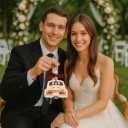 2 x 2025 Just Married Ornament, Mr and Mrs Wedding Gifts for Couples, Wooden Hanging Newlywed Decoration, Bride and Groom First Christmas Married Ornament, Bridal Shower Gift (Orange 2025)