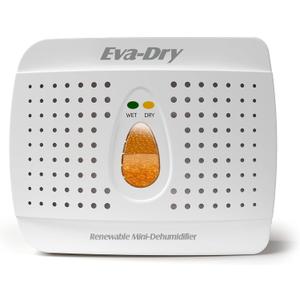 Eva-Dry Wireless Mini Dehumidifier, White (E-333), Works for areas up to 333 cubic feet, 6.25"D x 1.25"W x 4.75"H, Absorbing capacity up to 6oz