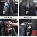 2 in 1 Large Cup Holder, 80 oz Auto Water Bottle Holder Bag, Bottles & Big Drinks. Hanging Multi-Function Mini Car Seat Side Organizer, Phones, Stuff Holder with Mesh Pocket for Cars, SUV & Truck,  9x9"