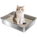 Holintan Stainless Steel Litter Box,Small Litter Box 17.7" x 13.7" x 4", Metal Litter Boxes for Kittens Kitty Senior Cat/Rabbits, Easy Entry, Easy Clean Non Stick No Smell