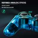 Burcica Wireless Controller for PS-2 Play 2 Double Vibration 2 - Clear/Green and Clear/Purple