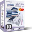 AirBaker Vacuum Storage Bags for moving, Vacuum Seal Bags for Memory Foam, Latex, Clothing & Bedding, Space Saver Bags(1 Queen/Full/FullXL)