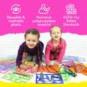 Drawing Stencil Kit for Kids, 60 PC Art Set with 370+ Shapes, Sketch Pad, and Colored Pencils for DIY Arts and Crafts for Boys and Girls, Draw with Letter, Animal and Car Stencils, Pink