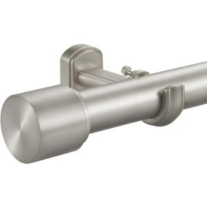 1 1/8 Inch Diameter Curtain Rods, 48-84 Telescoping Large Single Window Drapery Rod Heavy Duty With Adjustable Modern Brackets, Matte Nickel