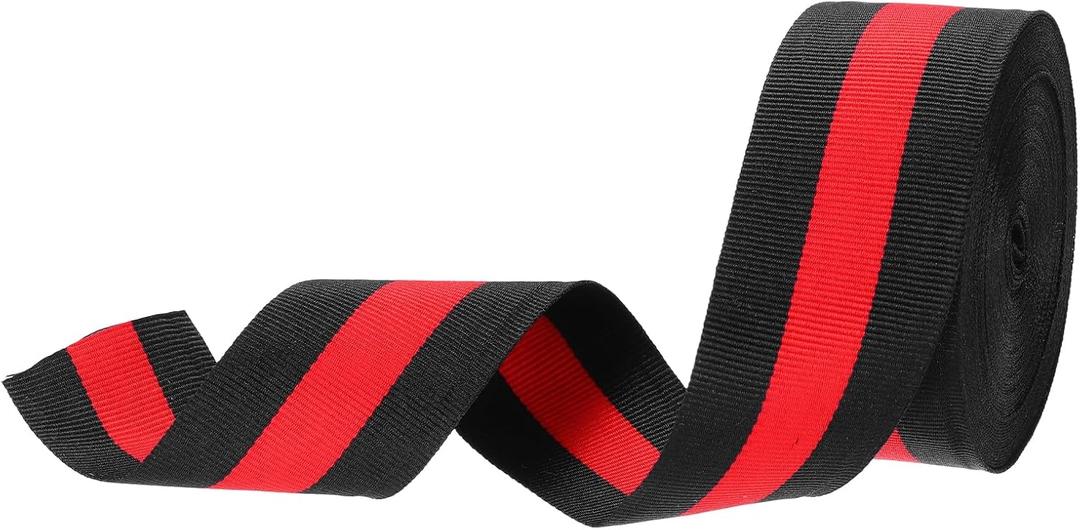 PATIKIL 1.6" Black Red Striped Grosgrain Ribbon, 10 Yard Polyester Fabric Stripe Craft Ribbon Double Faced Design for Bow Gift Wrapping DIY Making Christmas Decorations