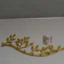 Wall Mounted Jewelry Necklace Holder Organizer with 8 Hooks and 43 Holes, Neatly Hanging Earring, Bracelet, and Keys - Rustic Gold Metal Tree Leaf Branch Wall Dcor