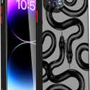 Compatible for iPhone 15 Case with Bling Camera Lens Protector Cute Fashion Luruxy Black Snake 3D Pattern Slim Shockproof iPhone 15 Case for Women Girls Men Boys