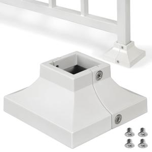 1pcs Post 1.25" Aluminum Deck Post Base Cover, Post Skirt, Handrail, Stair, Porch, Deck Railing Base Brackets Covers (White)