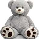 HollyHOME Teddy Bear Stuffed Animal Plush Giant Teddy Bears with Footprints Big Bear 36 inch Gray
