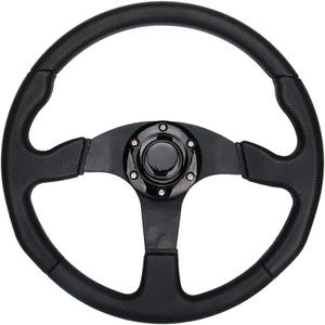 Flat-bottom Golf Cart Steering Wheel for Club Car DS &Precedent Universal Design 14 inch EZGO RXV & TXT, Yamaha Golf Cart Steering Wheels (Black-28)