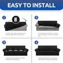 KEKUOU Stretch Sofa Cover Slipcover ，Couch Covers for 3 Cushion Couch Sofa pet Friendly (78"-94") Furniture Protector Sofa with Elastic Bottom for Kids,Dog, Jacquard Small Checked(Large,Black)