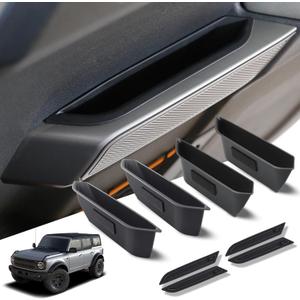 1797 4 Door Handle Storage Box fit for Ford Bronco 2021 2022 2023 2024 2025 Accessories Car Pocket Organizer Black 4pcs/Set