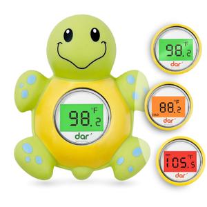 Baby Bath Thermometer, Digital Water Temperature Thermometers with 3 Color Backlit and Temperature Warning, Safety Bath Tube Thermometers Floating Toy for Infant, Toddler (Green tortoise)
