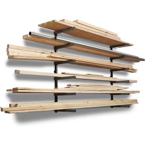 Bora Portamate Wood Organizer and Lumber Storage Metal Rack with 6-Level Wall Mount  Indoor and Outdoor Use, PBR-006B (Black)