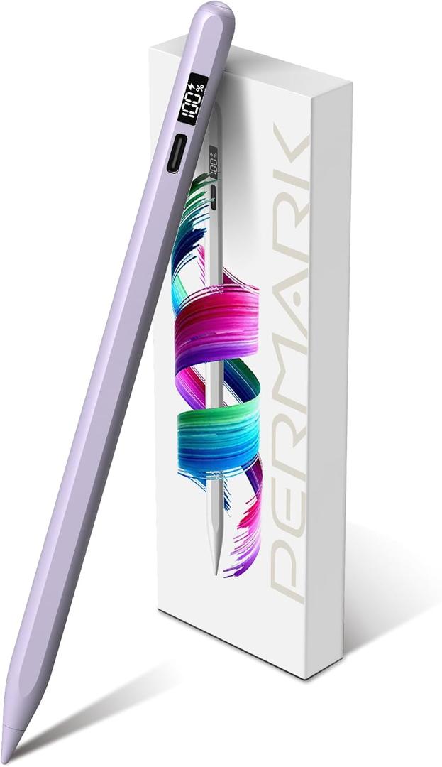 Stylus Pen for iPad 2025-2018 with LED Power Display, 15Mins Fast Charge,Tilt Sensitivity Pencil for iPad 10/9/8/7/6th,11th A16,Air 11/13 M2/M3,Pro 11/13 M4,Pro 12.9",Air 5/4/3,Mini 7/6/5 (Purple)