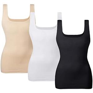 EUYZOU Women Tummy Control Shapewear Tank Tops Seamless Square Neck Compression Tops Slimming Body Shaper Camisole L