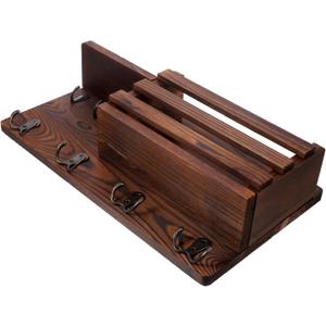 Key Holder Wall Mount Wooden Mail Organizer Entry Way Key Rack Storage