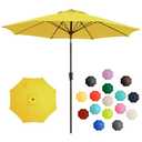 Large Outdoor Patio Umbrella Table Umbrella-UV Resistant,Easy Push Button Tilt and Crank,8 Sturdy Fiberglass Ribs Pool Umbrella for Patio,Backyard,Deck,Yellow