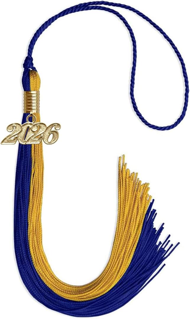 Endea Graduation Double Color Tassel with Gold Date Drop (Royal Blue/Bright Gold, 2026)