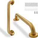 Rackickyer Shower Grab Bar, 2 Pack 16 Inch Gold Bathroom Safety Bar, 1.25" Diameter 304 Stainless Steel Grab Bars for Bathtubs and Showers, Handicap Shower Grab Bar for Seniors Elderly