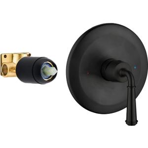 Matte Black Shower Handle Valve, Single-Handle Bathroom Control Valve Kit Single Function Shower Mixer Valves