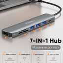 USB C Hub Multiport Adapter, CableCreation 7-in-1 USB C HDMI Hub with 4K 30Hz HDMI, 100W PD, 3 USB 3.0 5Gbps Data Ports, SD/TF Cards Reader for MacBook Pro/Air, iPad Pro, Pixelbook, XPS