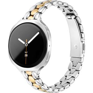 Melyis Slim Metal Band Fits Samsung Galaxy Watch 8 Band 40mm 44mm/Galaxy Watch 8 Classic 46mm, Stainless Steel Galaxy Watch 8 Band Women, Thin Bangle Bracelet for Samsung Watch 8 Bands, Silver&Gold