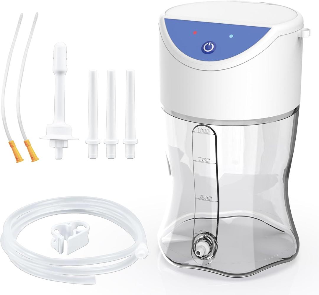 Electric Enema Bottle Set, TopQuaFocus Colon Cleanse Enema Kit for Women and Men, Feminine Care Douches with 3.96ft Silicone Hose, Automatic Organic Home Coffee Colonic Cleansing Enemas-BPA Free (1L)