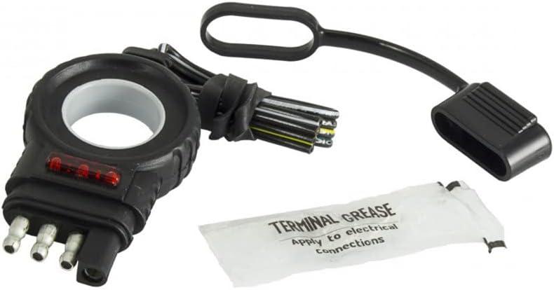 Hopkins Towing Solutions 48138 Endurance Easy-Pull 12" LED Test 4 Flat Trailer Side Trailer Connector, Black