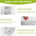 Small Live Animal Trap Cage, 23.3x7.24x7.72 Galvanized Catch and Release Trap for Squirrels, Chipmunks, Small Kittens, Rabbits, Weasels, Rats Collapsible for Easy Storage for Outdoor