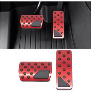 HZEL Car Pedal Cover, 2PCS Aluminum Alloy Vehicle Accelerator Gas Brake Pedal Pads, Non Slip No Drilling Auto Interior Foot Pedal Kit Compatible with 2011-2025 Grand Cherokee Durango(Red)