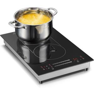 12 Inch Induction Cooktop 2 Burners, 120V 1800W Electric Stove with Bridge Function & 9 Power Levels, Built-in/Countertop Induction Burner for Kitchen, RV, Outdoor Camping