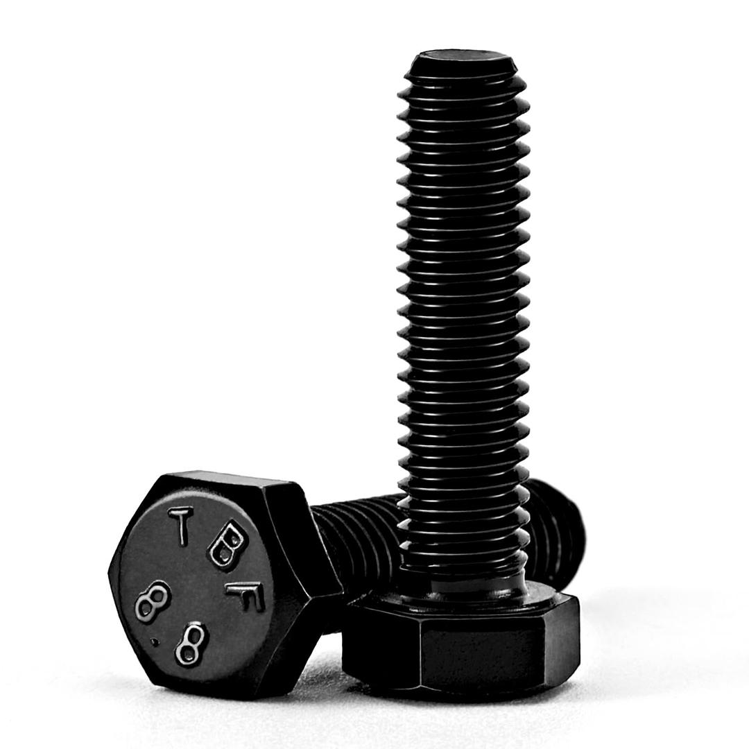 M8-1.25 x 80mm Heavy Duty Hexagon Bolts Hex Head Screws, 8.8 Grade Alloy Steel, Black Oxide Finish, Metric Machine Fully Threaded, 10PCS