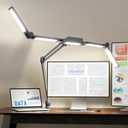 Neatfi (New Model) 3,000 Lumens LED Desk Lamp, Dimmable, 360 SMD LEDs, 30W, CRI 95, Adjustable Light Modes, Task Lamps for Home Office, Study Lamp, Desk Light Bar (CCT with Clamp, Silver, 44 Inches)