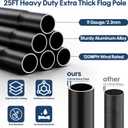 25 FT Black 11Gauge Heavy Duty Flag Pole with Solar Light, Aluminum Flagpole Kit with 3x5 Embroidered USA Flag for Outside House InGround,Commercial,Residential,Resistance High Winds