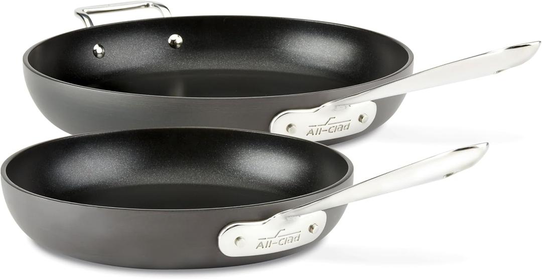 All-Clad E7859064 HA1 Hard Anodized Nonstick Fry Pan Cookware Set, 10 Inch and 12 Inch Fry Pan, 2 Piece, Black (Gray)