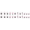 3 x 24 Pcs Press on Nails Short Square - ZIFANHU Pink Fake Nails Press ons Nail Art Tip Full Cover Acrylic Dark Blue False Nails with Five Petal Flower Glossy Design Glue on Nails for Women